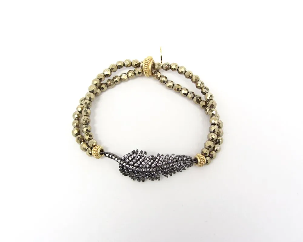 Gunmetal Feather Charm