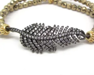 Gunmetal Feather Charm