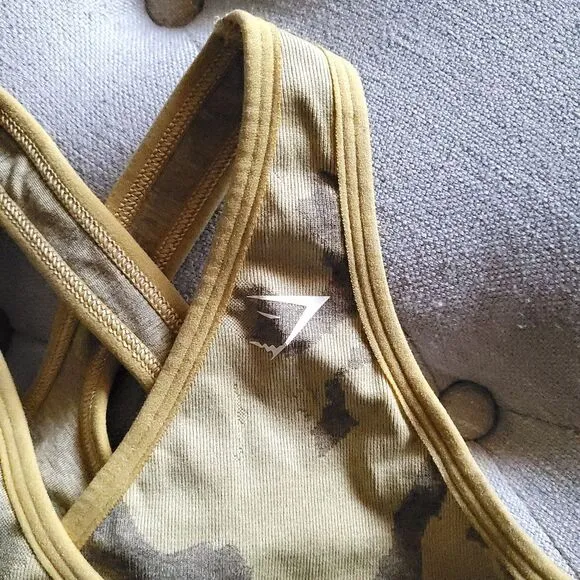 GymShark Adapt Tan Camo Seamless Sports Bra Legging Set Womens Small