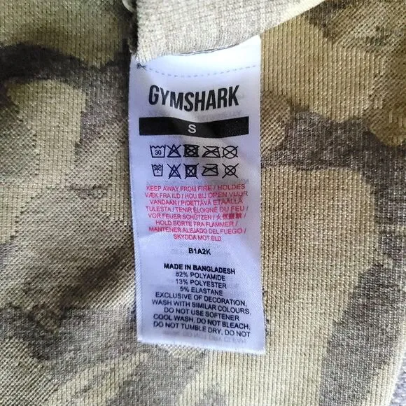GymShark Adapt Tan Camo Seamless Sports Bra Legging Set Womens Small