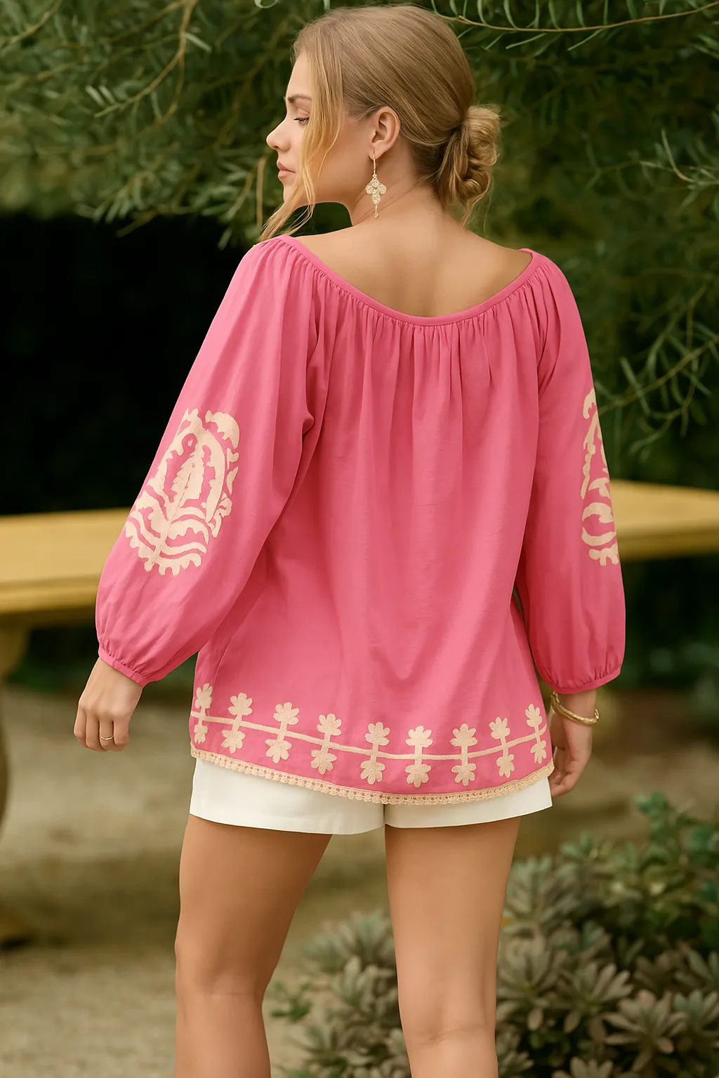 Harbour Top St Barts Embroidery Fantasia Pink