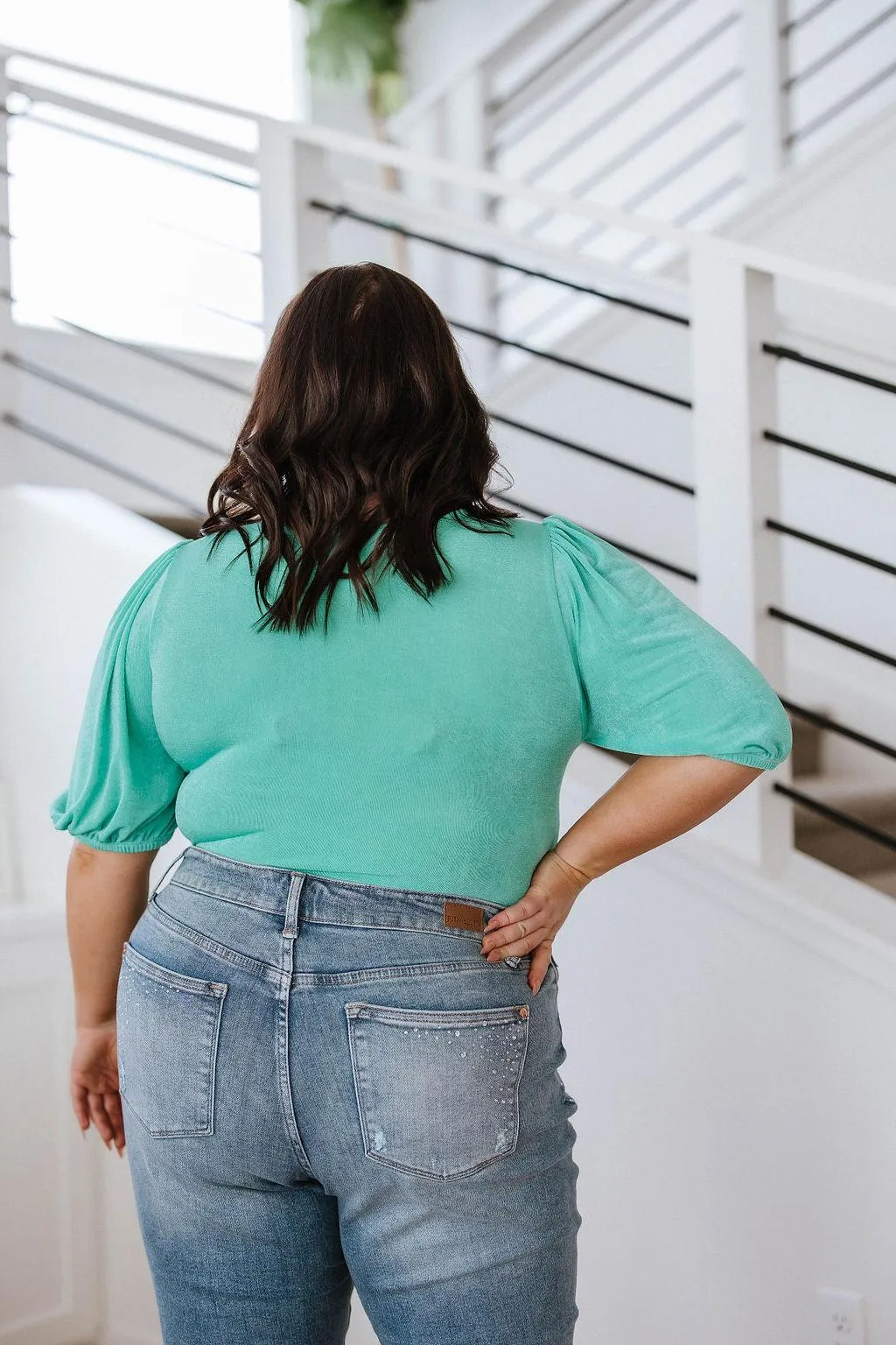 Hazel Blues® |  A Total Vision Square Neck Bodysuit in Mint
