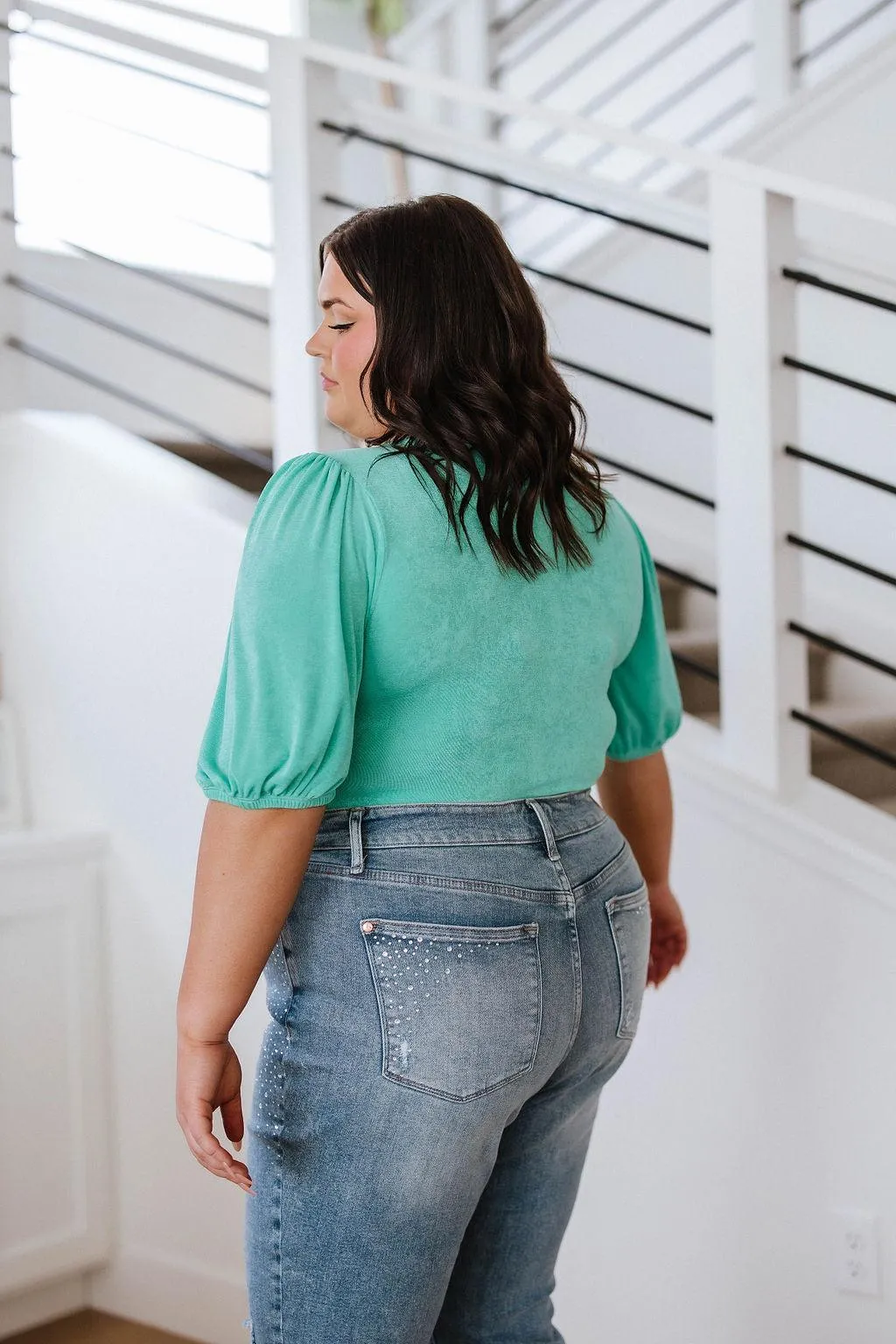 Hazel Blues® |  A Total Vision Square Neck Bodysuit in Mint