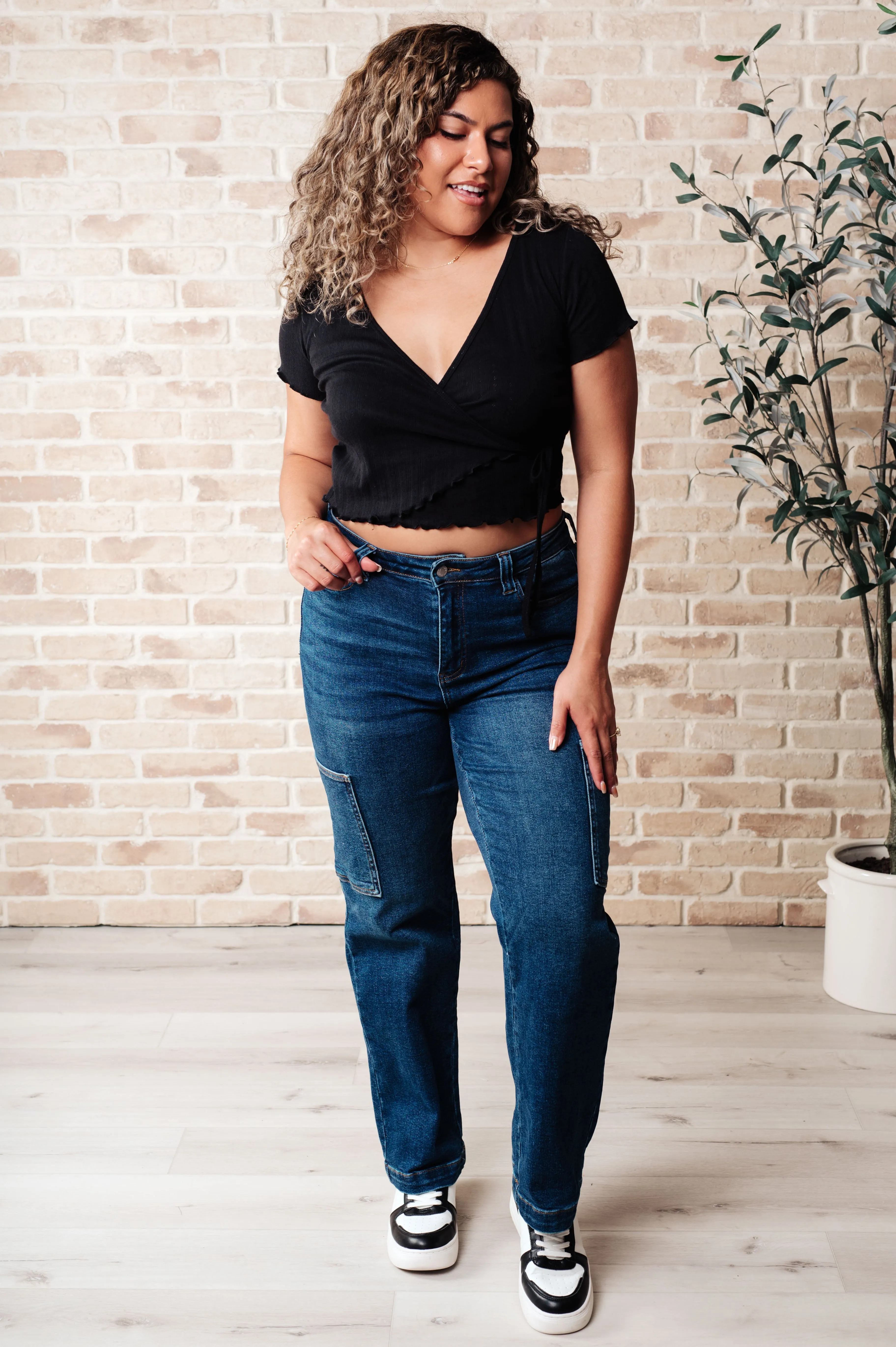 Hazel Blues® |  Little Ol' Me V-Neck Top in Black