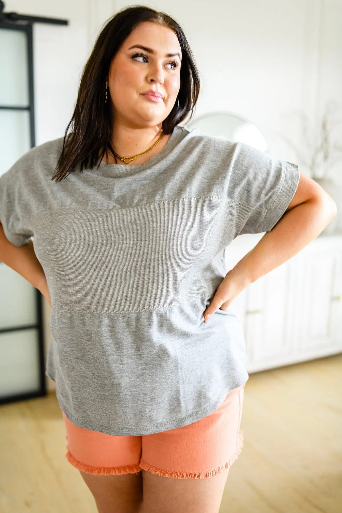 Hazel Blues® | Unmarked Remarks Ribbed Top