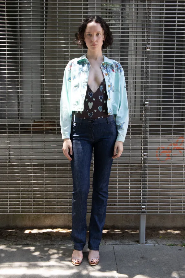 HEART EMBROIDERY JEANS