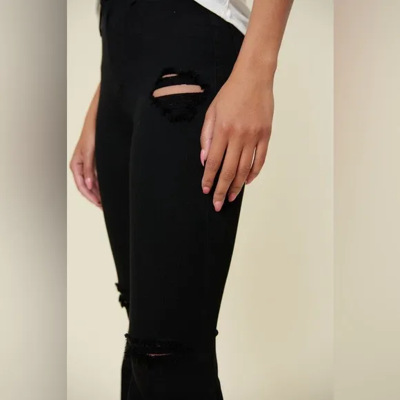 High Rise Distressed Ultra Flare Bell Bottom Jeans - Vibrant M.i.U