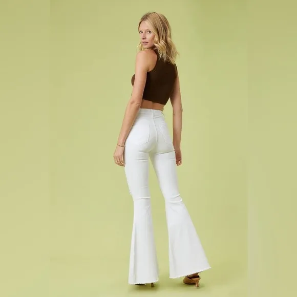High Rise Distressed Ultra Flare Bell Bottom Jeans - Vibrant M.i.U