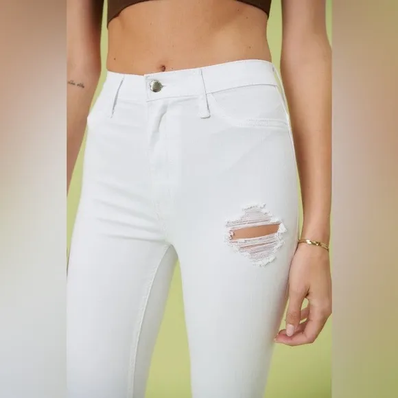 High Rise Distressed Ultra Flare Bell Bottom Jeans - Vibrant M.i.U
