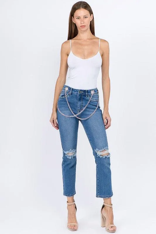 High waist chain jean