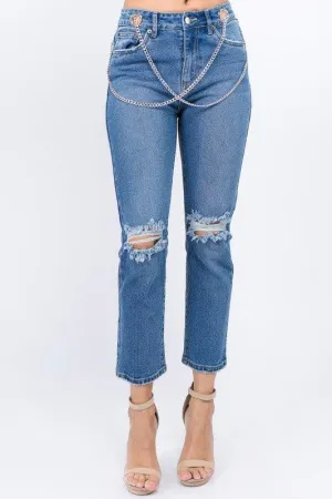 High waist chain jean