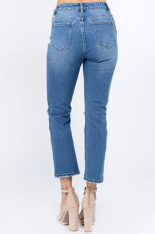 High waist chain jean