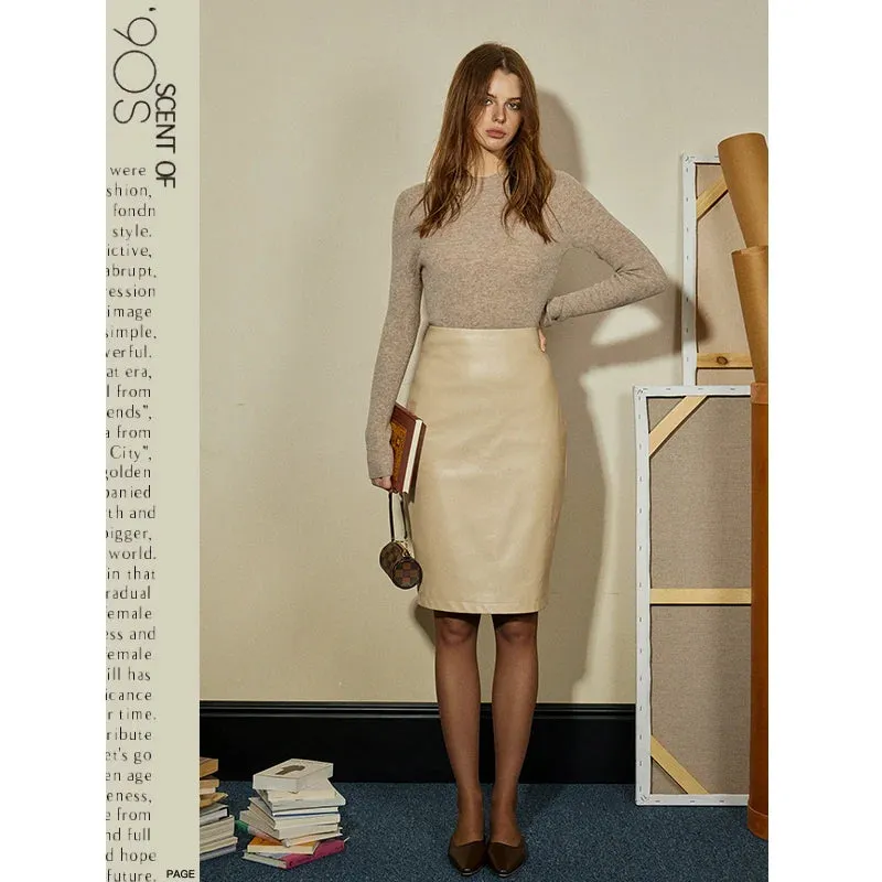 High-Waisted Faux Leather Midi Skirt