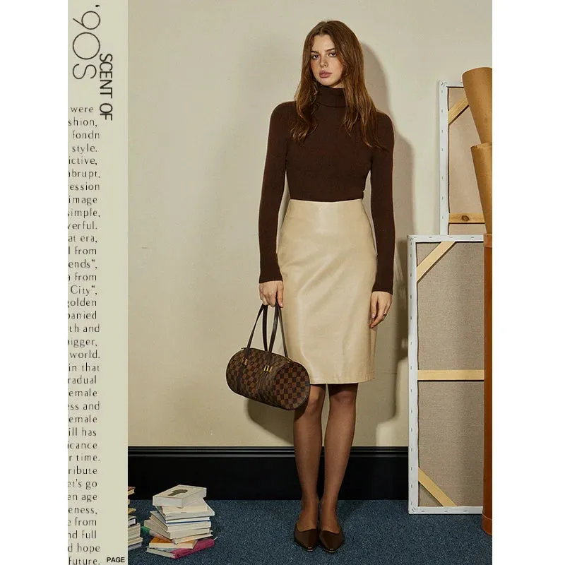 High-Waisted Faux Leather Midi Skirt