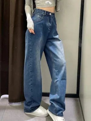 Hip Hop Gewaschene High Waist Boyfriend Jeans