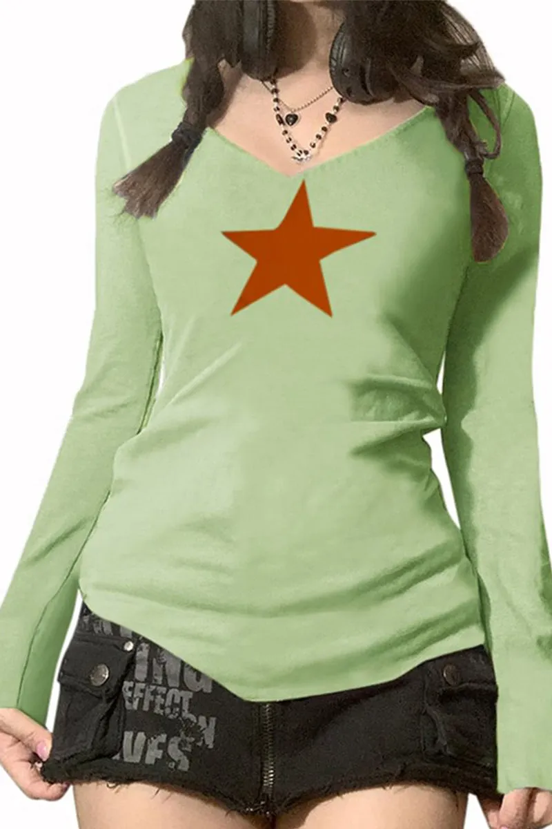 HTR1324 Star Power V-Neck Top