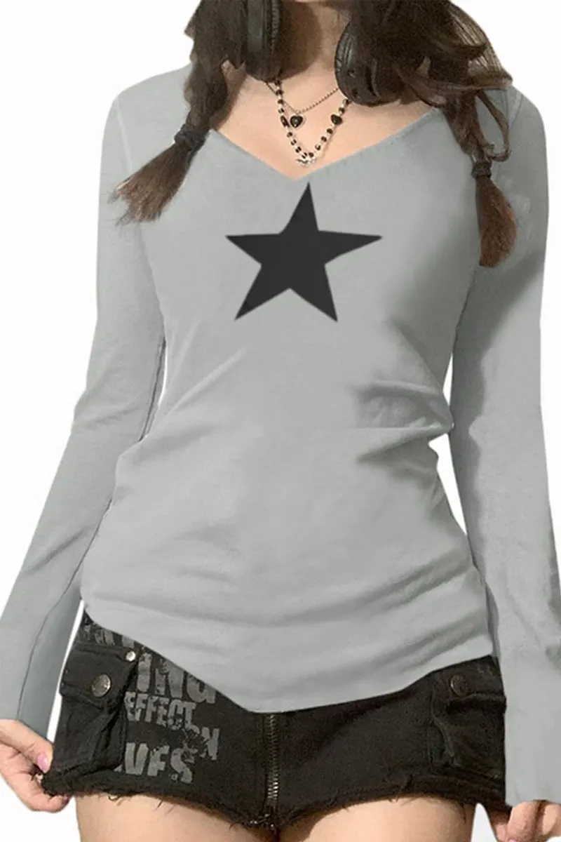 HTR1324 Star Power V-Neck Top