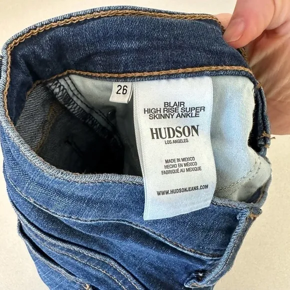 Hudson Blair High Rise Skinny Ankle Jeans Medium Dark Wash Size 26