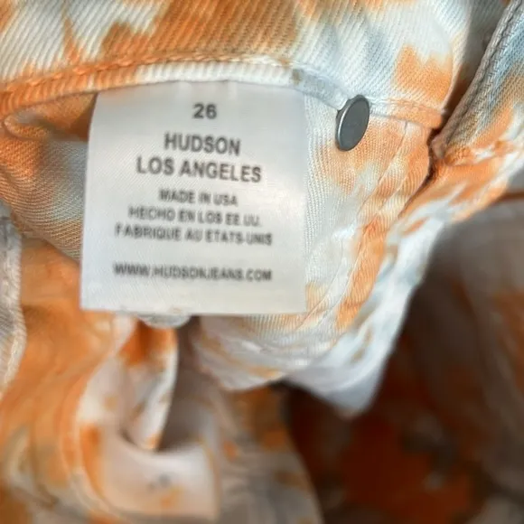 Hudson Hana Tie Dye Biker High Rise Cutoff Denim Shorts Size 26