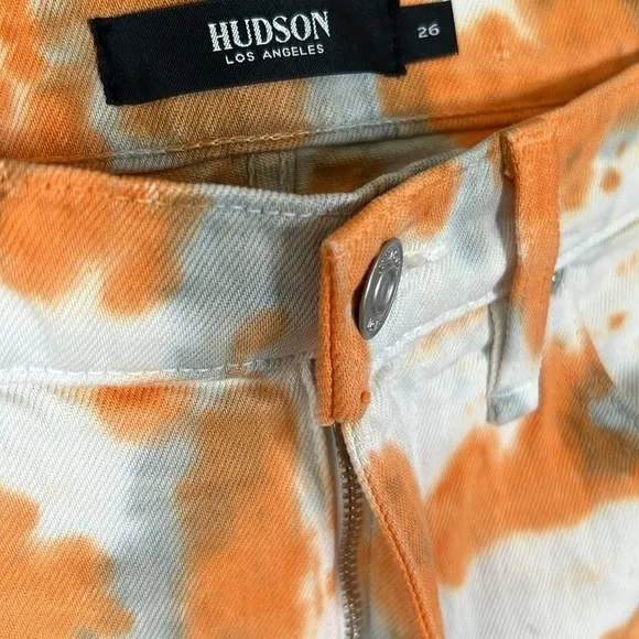 Hudson Hana Tie Dye Biker High Rise Cutoff Denim Shorts Size 26