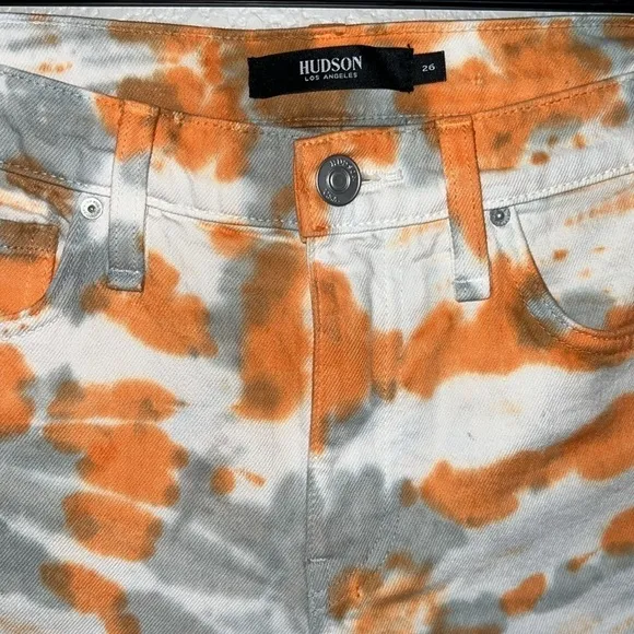 Hudson Hana Tie Dye Biker High Rise Cutoff Denim Shorts Size 26