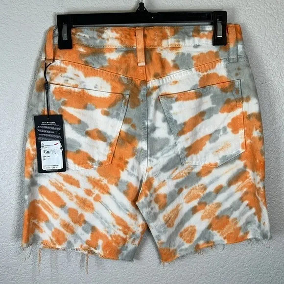 Hudson Hana Tie Dye Biker High Rise Cutoff Denim Shorts Size 26