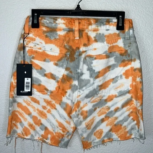 Hudson Hana Tie Dye Biker High Rise Cutoff Denim Shorts Size 26