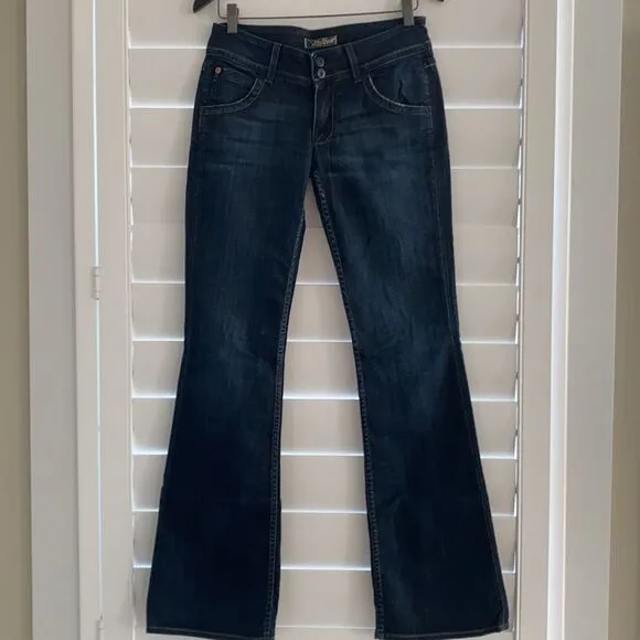 Hudson mid rise baby boot cut sz 27 dark jeans