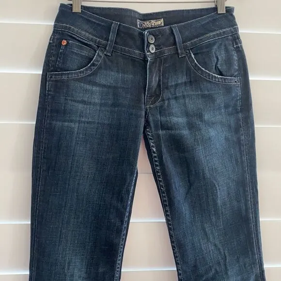 Hudson mid rise baby boot cut sz 27 dark jeans
