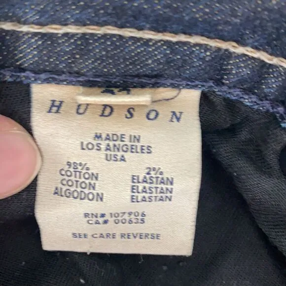 Hudson mid rise baby boot cut sz 27 dark jeans
