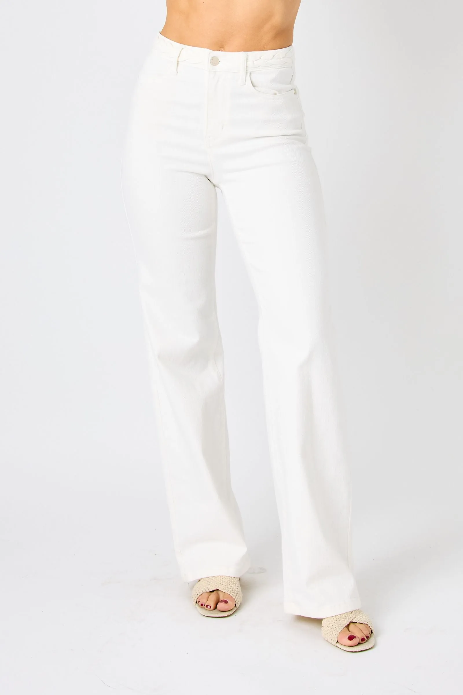 HW BRAIDED WAISTBAND DETAIL JEANS BY JUDY BLUE