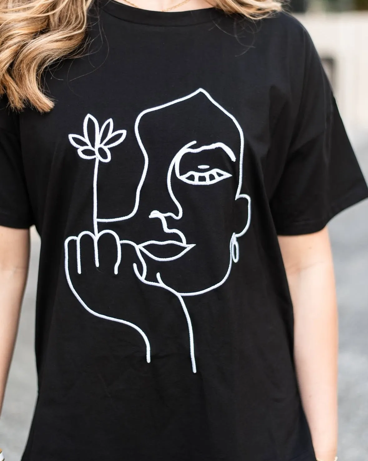 I Don't Give a Flower Tee - Black & White