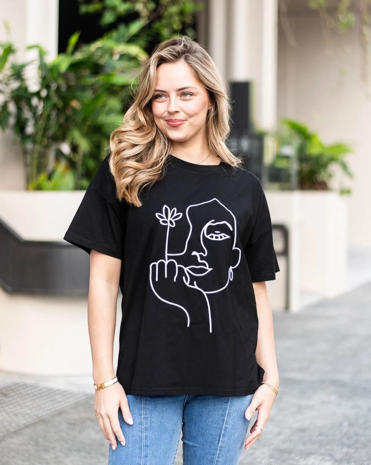 I Don't Give a Flower Tee - Black & White