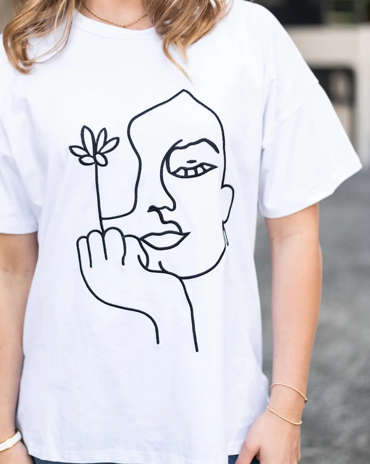 I Don't Give a Flower Tee - Black & White