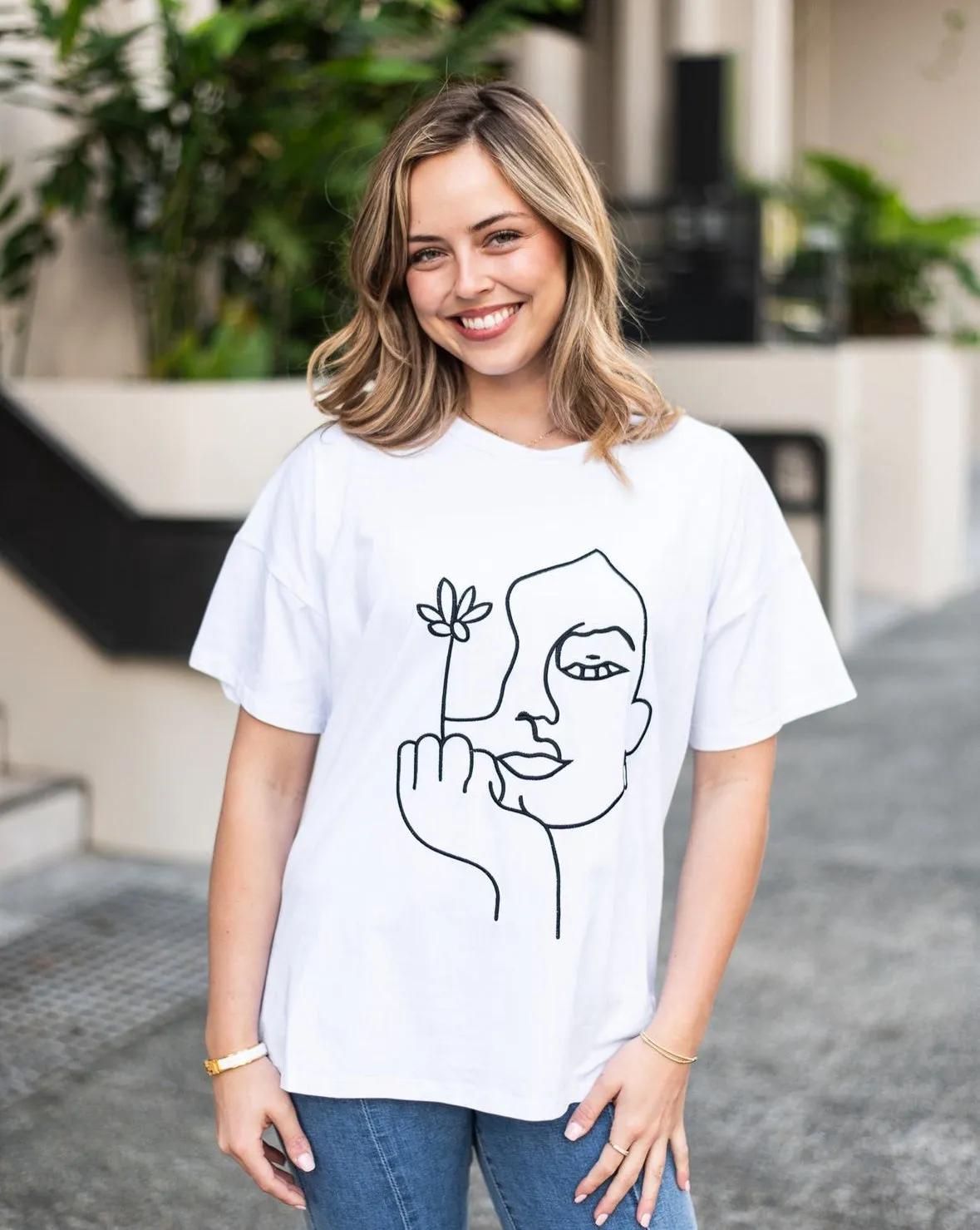 I Don't Give a Flower Tee - Black & White