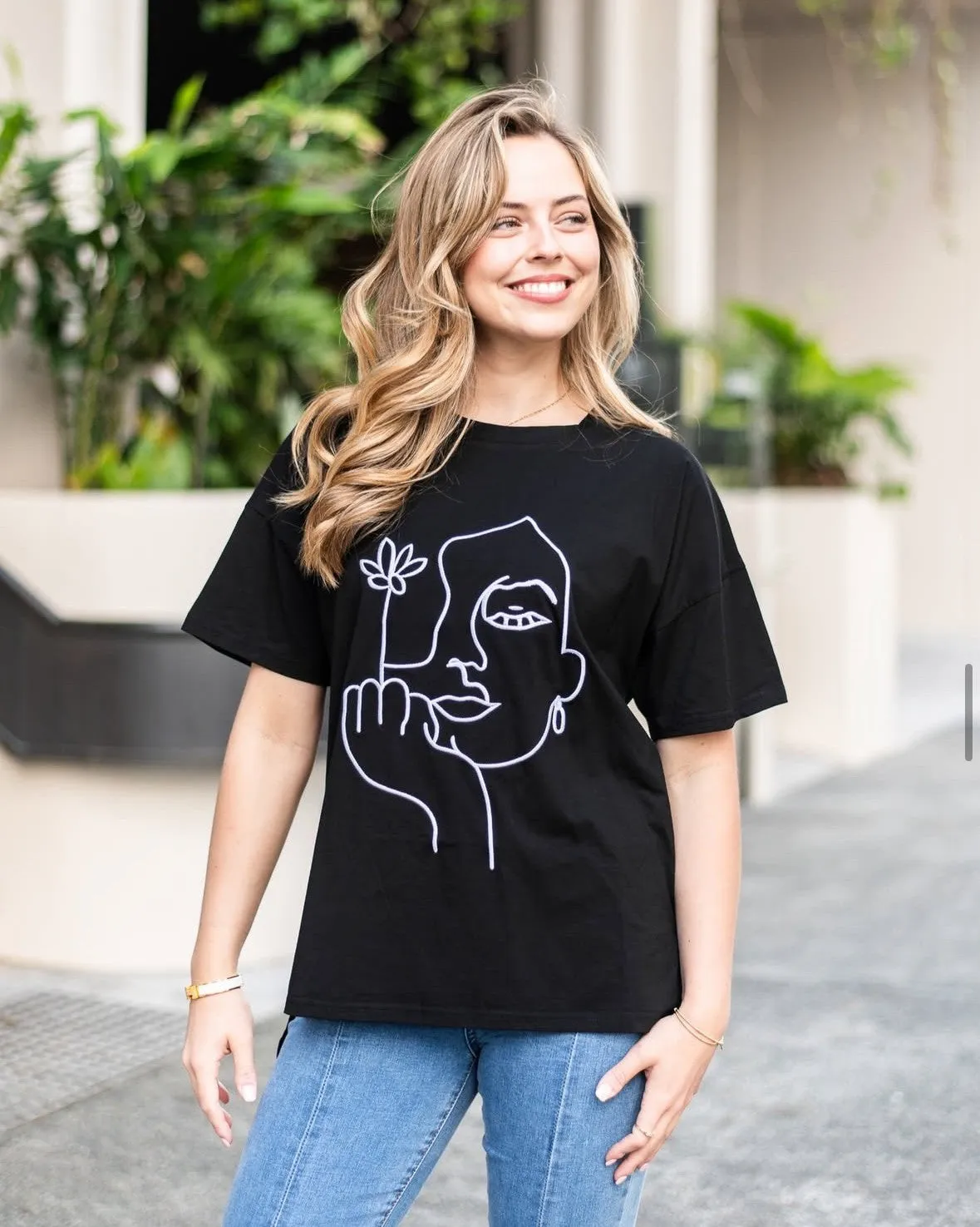I Don't Give a Flower Tee - Black & White