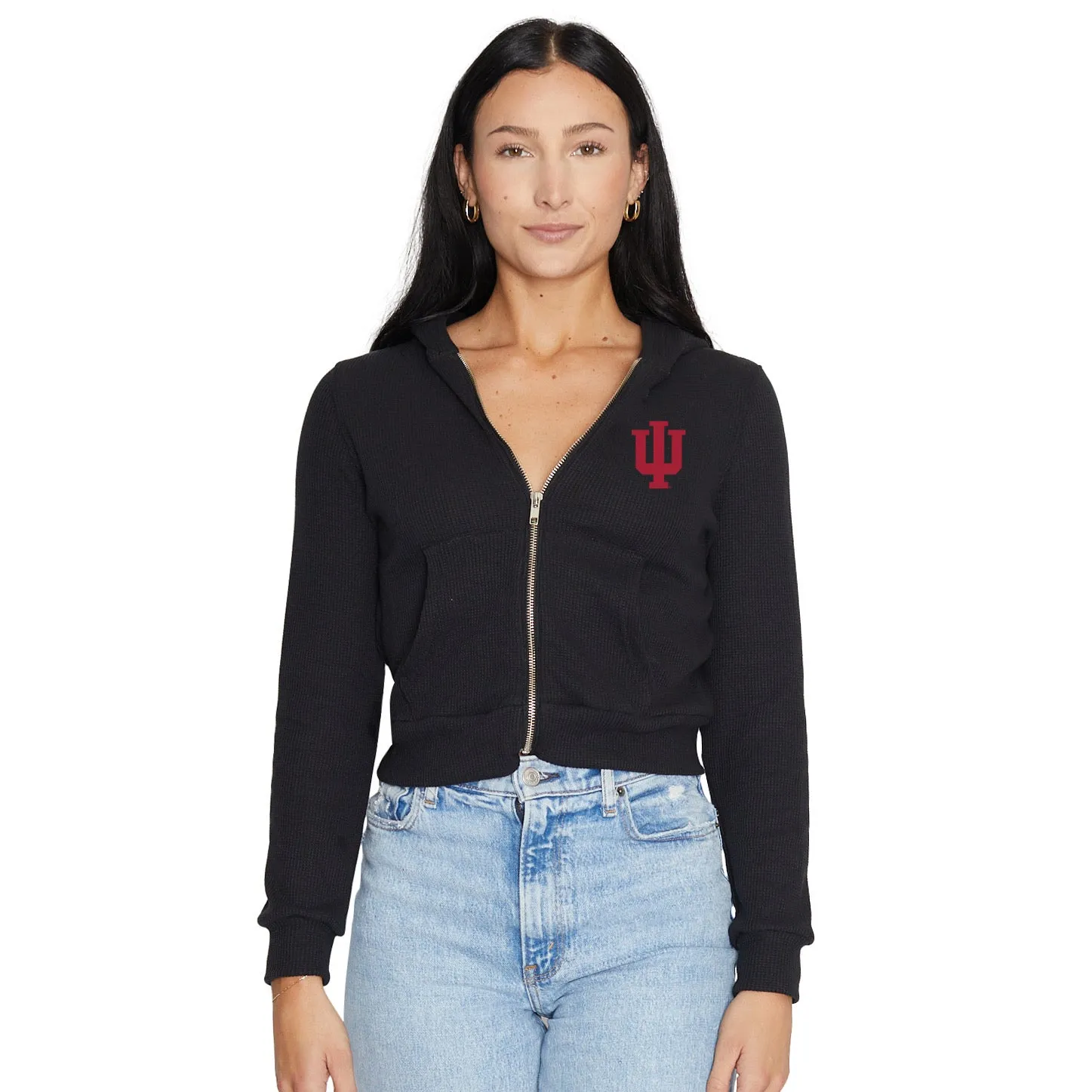 Indiana Hoosiers Waffle Knit Zip Up Hoodie