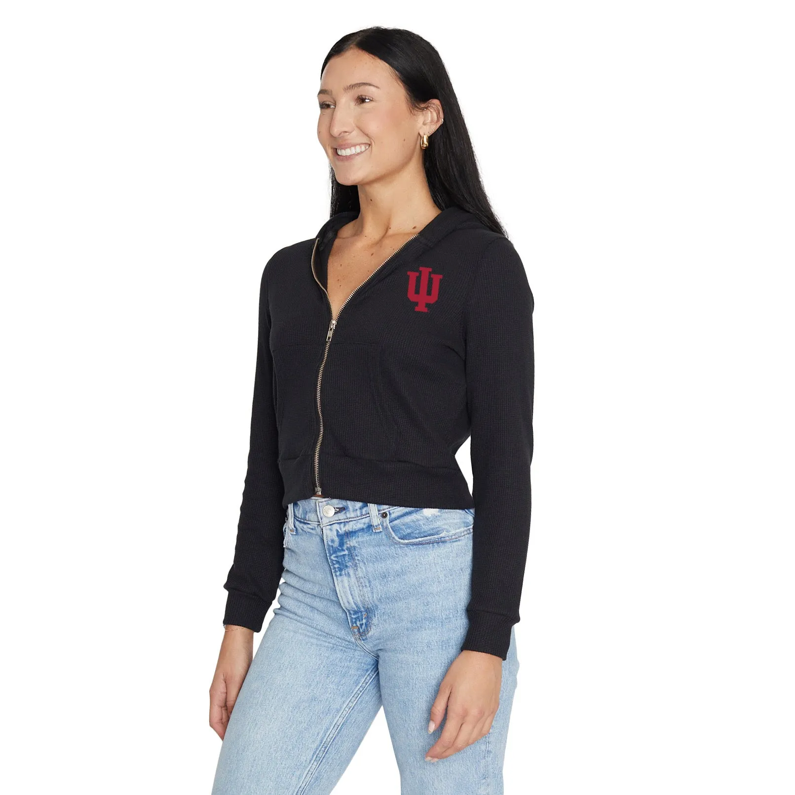 Indiana Hoosiers Waffle Knit Zip Up Hoodie