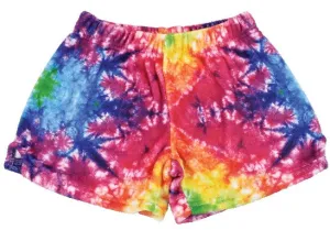 Iscream Rainbow Tie Dye Plush Shorts