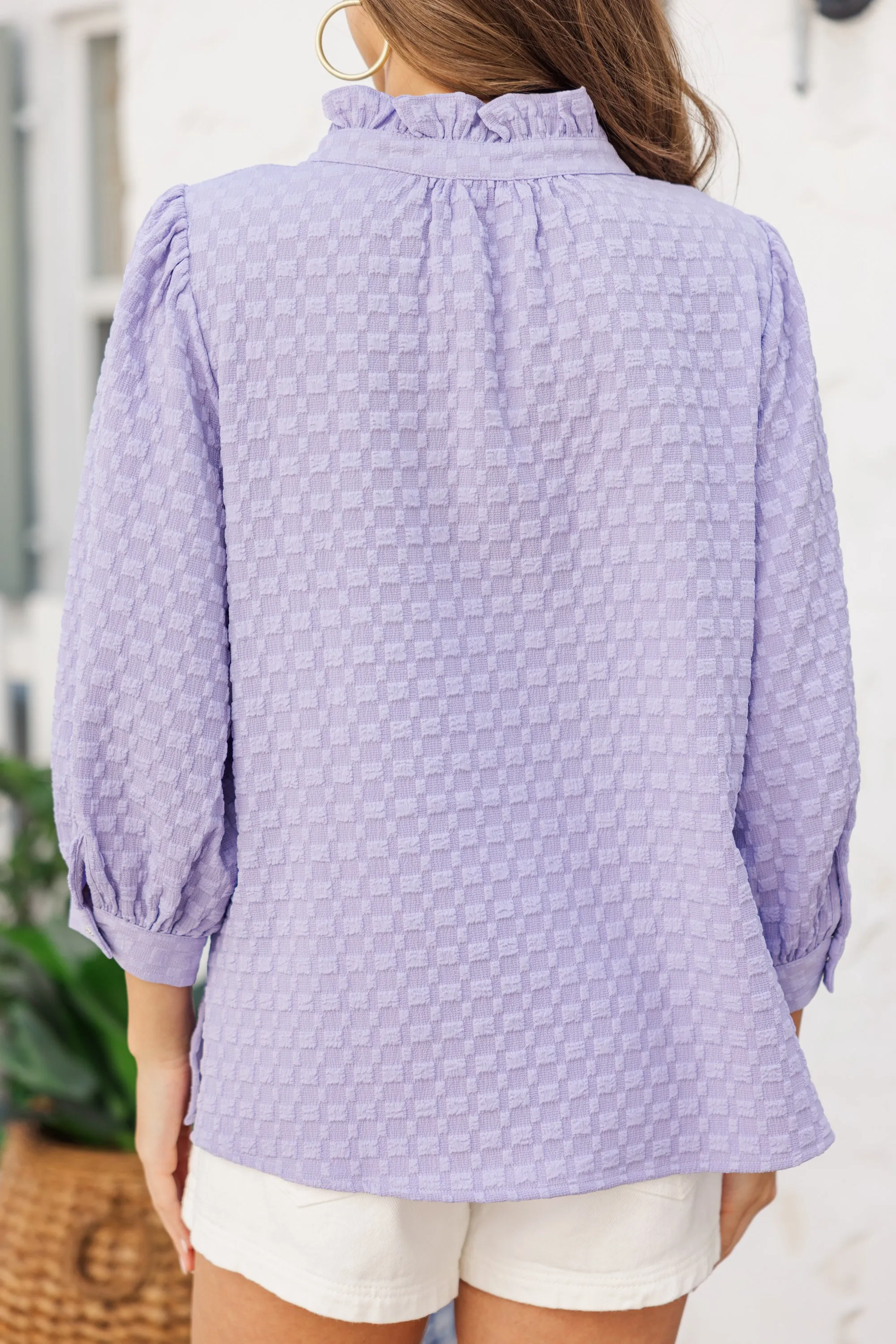 It's Up To You Lavender Purple Textured Blouse