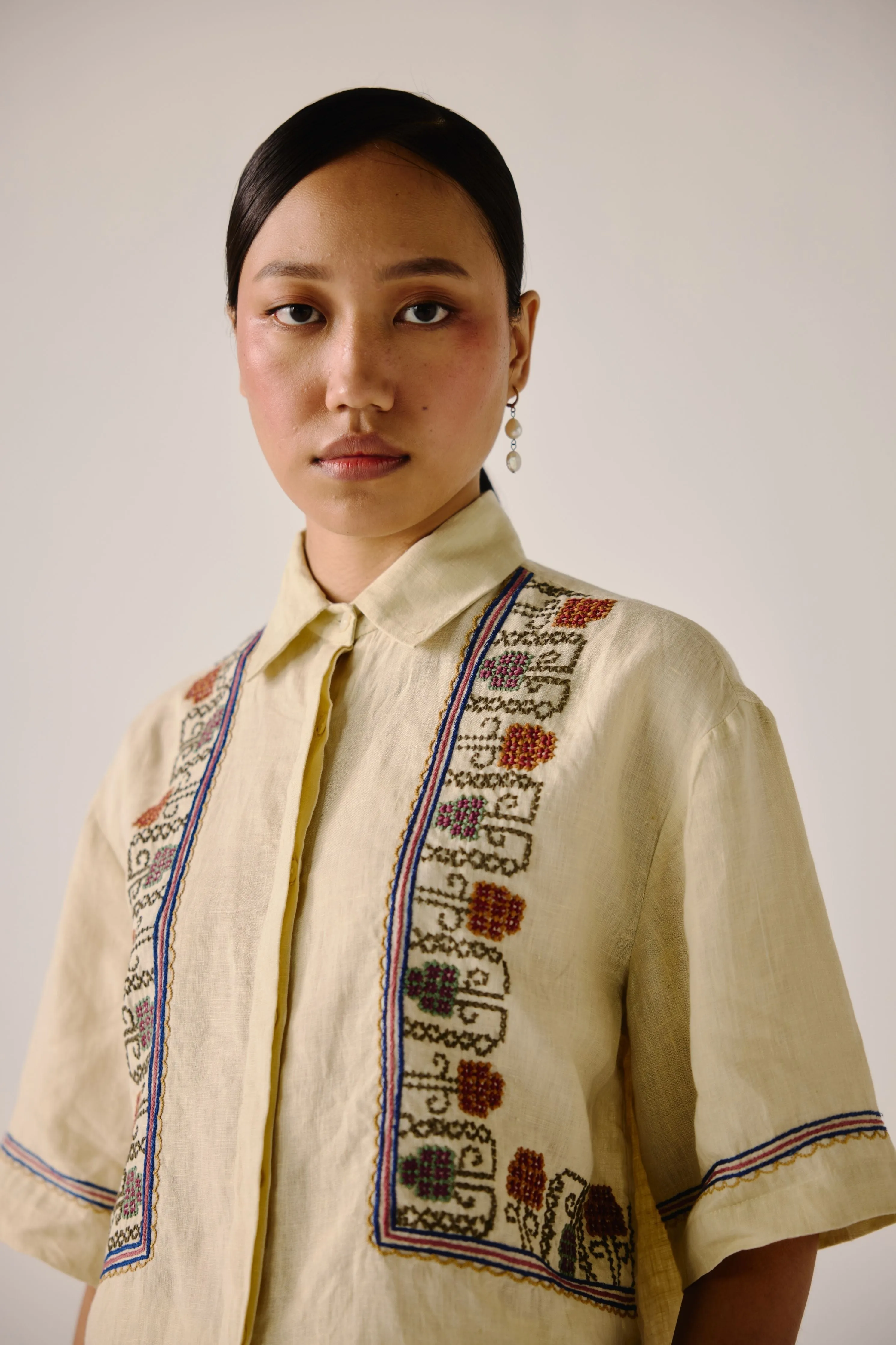 Ivory Cross Stitch Embroidered Leo Set
