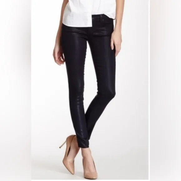 J Brand Waxed Textured Coated Super Skinny Jeans SIZE 27 BLACK JBRAND Like New