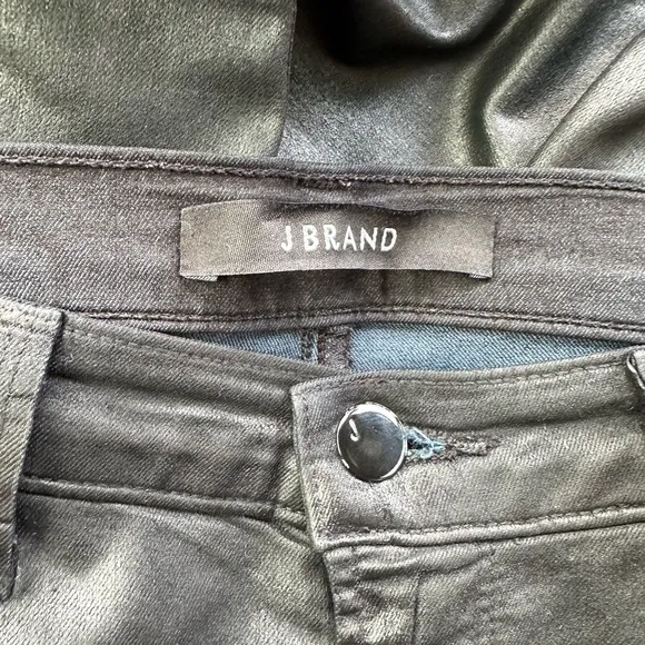 J Brand Waxed Textured Coated Super Skinny Jeans SIZE 27 BLACK JBRAND Like New