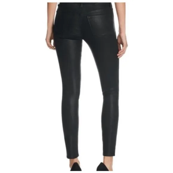 J Brand Waxed Textured Coated Super Skinny Jeans SIZE 27 BLACK JBRAND Like New