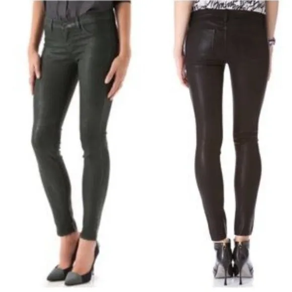 J Brand Waxed Textured Coated Super Skinny Jeans SIZE 27 BLACK JBRAND Like New