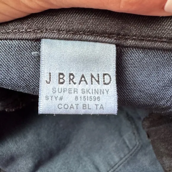 J Brand Waxed Textured Coated Super Skinny Jeans SIZE 27 BLACK JBRAND Like New