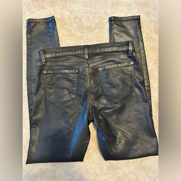 J Brand Waxed Textured Coated Super Skinny Jeans SIZE 27 BLACK JBRAND Like New