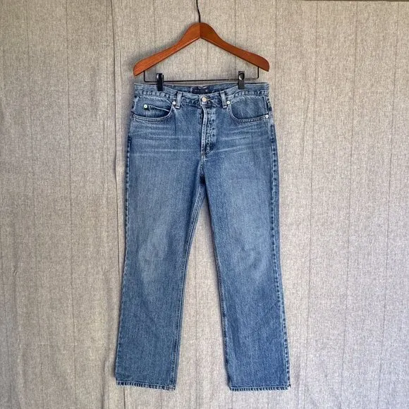 J. Crew Vintage Medium Blue 100% Cotton Button Fly Straight Leg Jeans Size 10