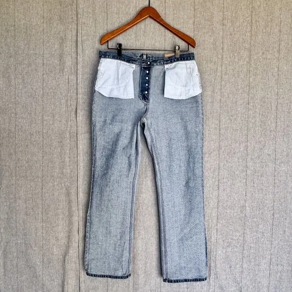 J. Crew Vintage Medium Blue 100% Cotton Button Fly Straight Leg Jeans Size 10