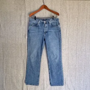 J. Crew Vintage Medium Blue 100% Cotton Button Fly Straight Leg Jeans Size 10